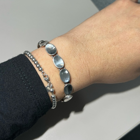 925 Vintage Mexico Sterling Silver Disk Link Bracelet - Picture 10 of 13